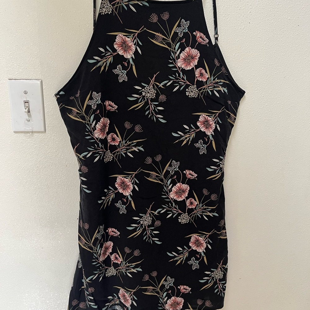Elegant Floral Halter Mini Dress